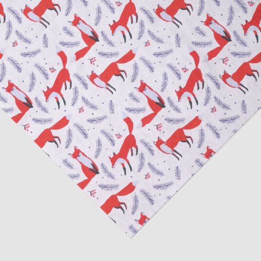 Glimlende bossen bos Greenery Red Fox Tissuepapier (Detail)