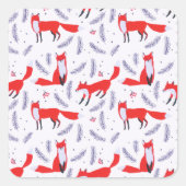 Glimlende bossen bos Greenery Red Fox Vierkante Sticker (Voorkant)