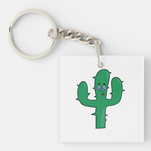 glimlende cactus sleutelhanger (voorkant)