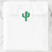 glimlende cactus vierkante sticker (Tas)