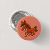 Glimlende cartoon paard ronde button 3,2 cm (Voorkant /achterkant)