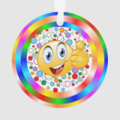 Glimlende duimen omhoog Emoji en Regenboogcirkels Ornament (achterkant)