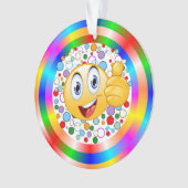 Glimlende duimen omhoog Emoji en Regenboogcirkels Ornament (voorkant)