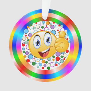 Glimlende duimen omhoog Emoji en Regenboogcirkels Ornament