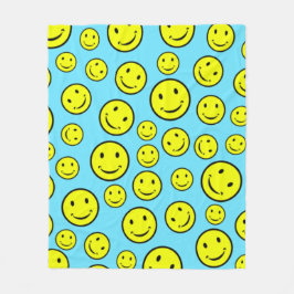 glimlende gezichten fleece deken