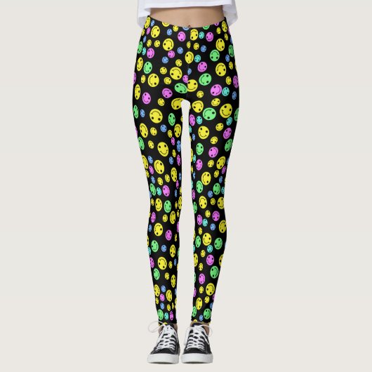 glimlende gezichten zwart leggings (Voorkant)