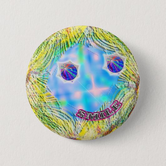 glimlende gezichtsknop ronde button 5,7 cm (Voorkant)