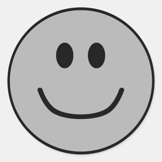 Glimlende gezichtstickers grijs 0002 ronde sticker (Voorkant)