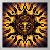Glimlende gouden Mandala Sun AI Art Poster (Voorkant)