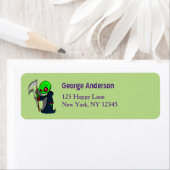 glimlende grim Reaper illustratie Creepy Cool Etiket (Insitu)