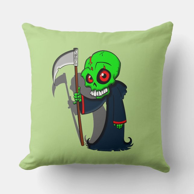 glimlende grim Reaper illustratie Creepy Cool Kussen (Voorkant)