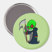glimlende grim Reaper illustratie Creepy Cool Magneet (Voorkant / Achterkant)