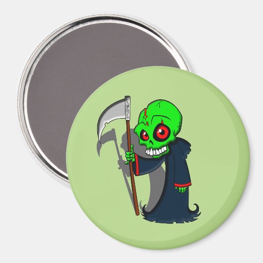 glimlende grim Reaper illustratie Creepy Cool Magneet (Voorkant / Achterkant)