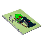 glimlende grim Reaper illustratie Creepy Cool Notitieboek (Rechterzijde)