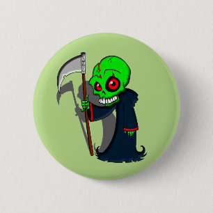 glimlende grim Reaper illustratie Creepy Cool Ronde Button 5,7 Cm