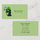 glimlende grim Reaper illustratie Creepy Cool Visitekaartje (Voorkant / Achterkant)