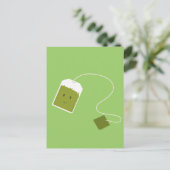 Glimlende groene theezak briefkaart (Staand voorkant)