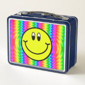 Glimlende kant Emoji Colorful Metal Lunch Box (Achterkant)