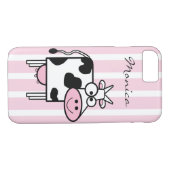 Glimlende Koe Girly Animal Print Monogrammen Case-Mate iPhone Case (Achterkant (Horizontaal))