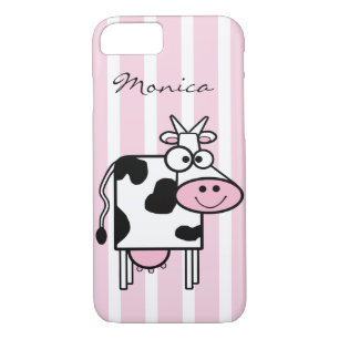 Glimlende Koe Girly Animal Print Monogrammen Case-Mate iPhone Case