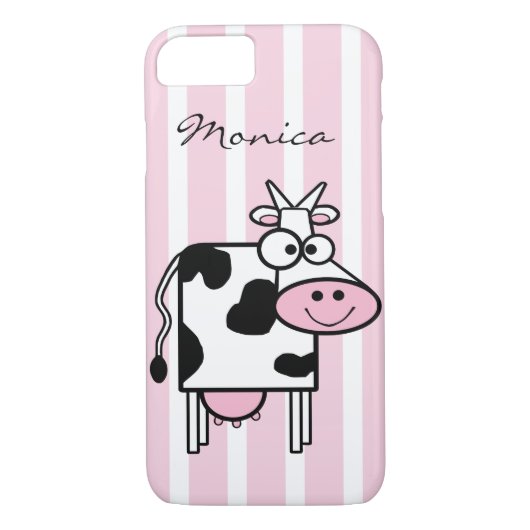 Glimlende Koe Girly Animal Print Monogrammen Case-Mate iPhone Case (Achterkant)