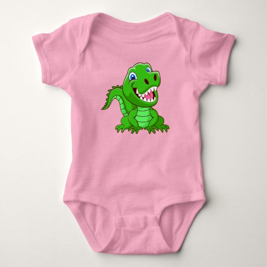 Glimlende krokodille Cartoon Romper (Voorkant)