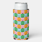 Glimlende monsterblokgezichten seltzer blikjeskoeler (Seltzer Voorkant)