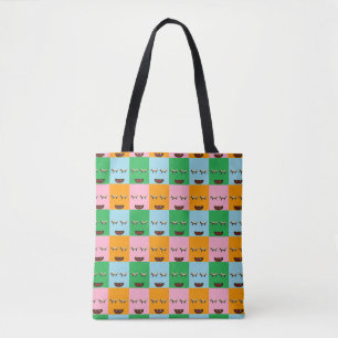 Glimlende monsterblokgezichten tote bag