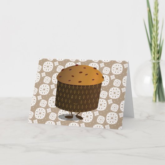 Glimlende Panettone Feestdagen Kaart (Voorkant)