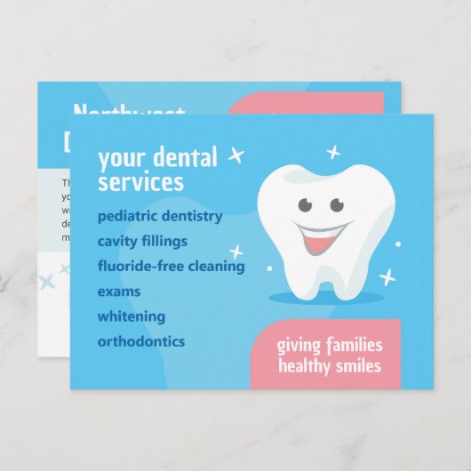 Glimlende tand-tand-flyer briefkaart (Voorkant / Achterkant)