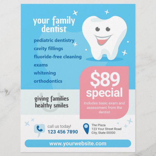 Glimlende tand-tand-flyer flyer (Voorkant)