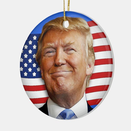 Glimlende Trump Keramisch Ornament (Links)