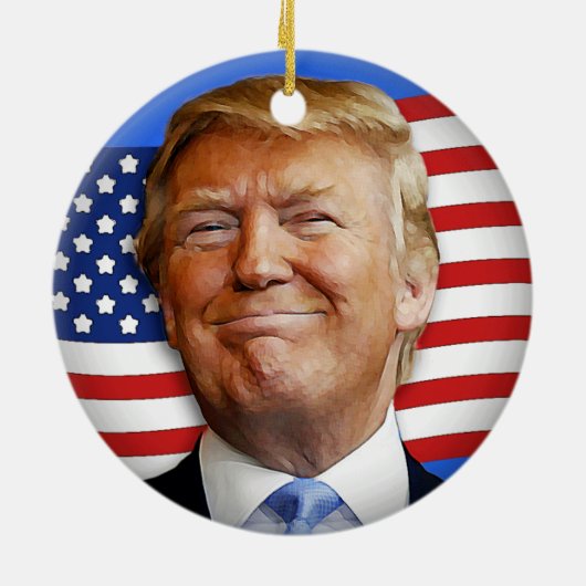 Glimlende Trump Keramisch Ornament (Achterkant)