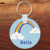 Glimlende wolken en regenboog sleutelhanger (Voorkant)