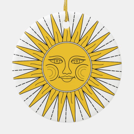  glimlende zon keramisch ornament (Achterkant)