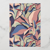 Glimmend Bold Kleurrijke Abstracte Bloemen Retro B Folie Uitnodiging (Achterkant)