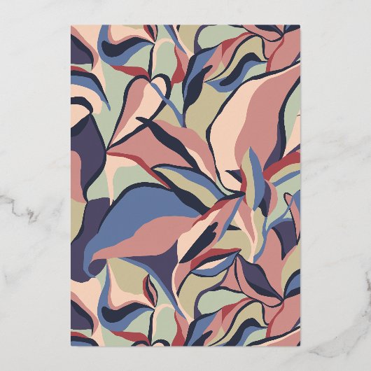 Glimmend Bold Kleurrijke Abstracte Bloemen Retro B Folie Uitnodiging (Achterkant)