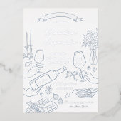 Glimmend grillig hand geïllustreerd Vrijgezellenfe Folie Uitnodiging (Voorkant)