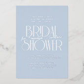 Glimmend iets blauw | Modern Floral Vrijgezellenfe Folie Uitnodiging (Voorkant)