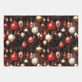 Glimmend kerstballen trio inpakpapier (Voorkant 2)