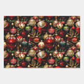 Glimmend kerstballen trio inpakpapier vel (Voorkant 3)