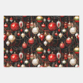 Glimmend kerstballen trio inpakpapier vel (Voorkant 2)