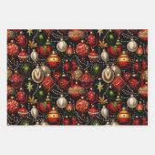 Glimmend kerstballen trio inpakpapier vel (Voorkant)
