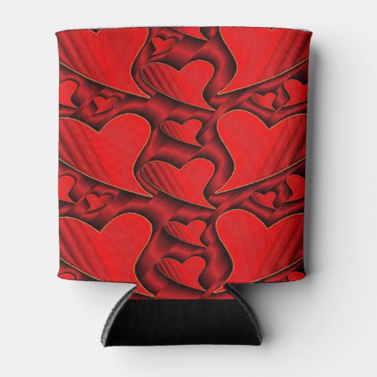 glimmend, liefde, hart, rood, valentijn, romantisc blikjeskoeler (Voorkant)