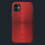 Glimmend Metallic Rood Ontwerp Roestvrij Staal Kij Case-Mate iPhone Case<br><div class="desc">Glimmend metallic rood design roestvrij staal look.  en optioneel monogram. Dit is een afbeelding van metaalachtergrond</div>