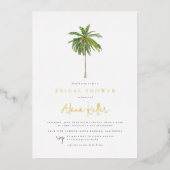 Glimmend minimaal palmboom tropisch Vrijgezellenfe Folie Uitnodiging (Voorkant)