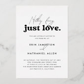 Glimmend Niets Fancy Gewoon Liefde Retro Bruiloft Folie Uitnodiging (Achterkant)