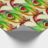 Glimmend rood hart groen design inpakpapier (Hoek)