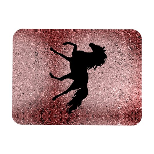 Glimmend Roos Goud Paard Magneet (Horizontaal)