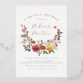 Glimmend Wildflower Boho Bloemen Herfst Vrijgezell Folie Uitnodiging (Voorkant)